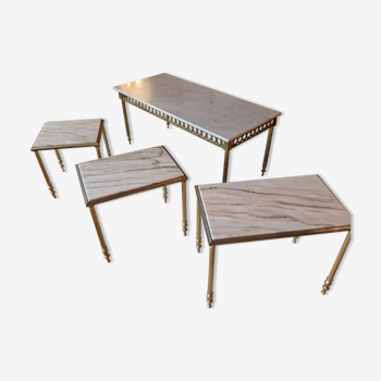 4 tables basses marbres et metal