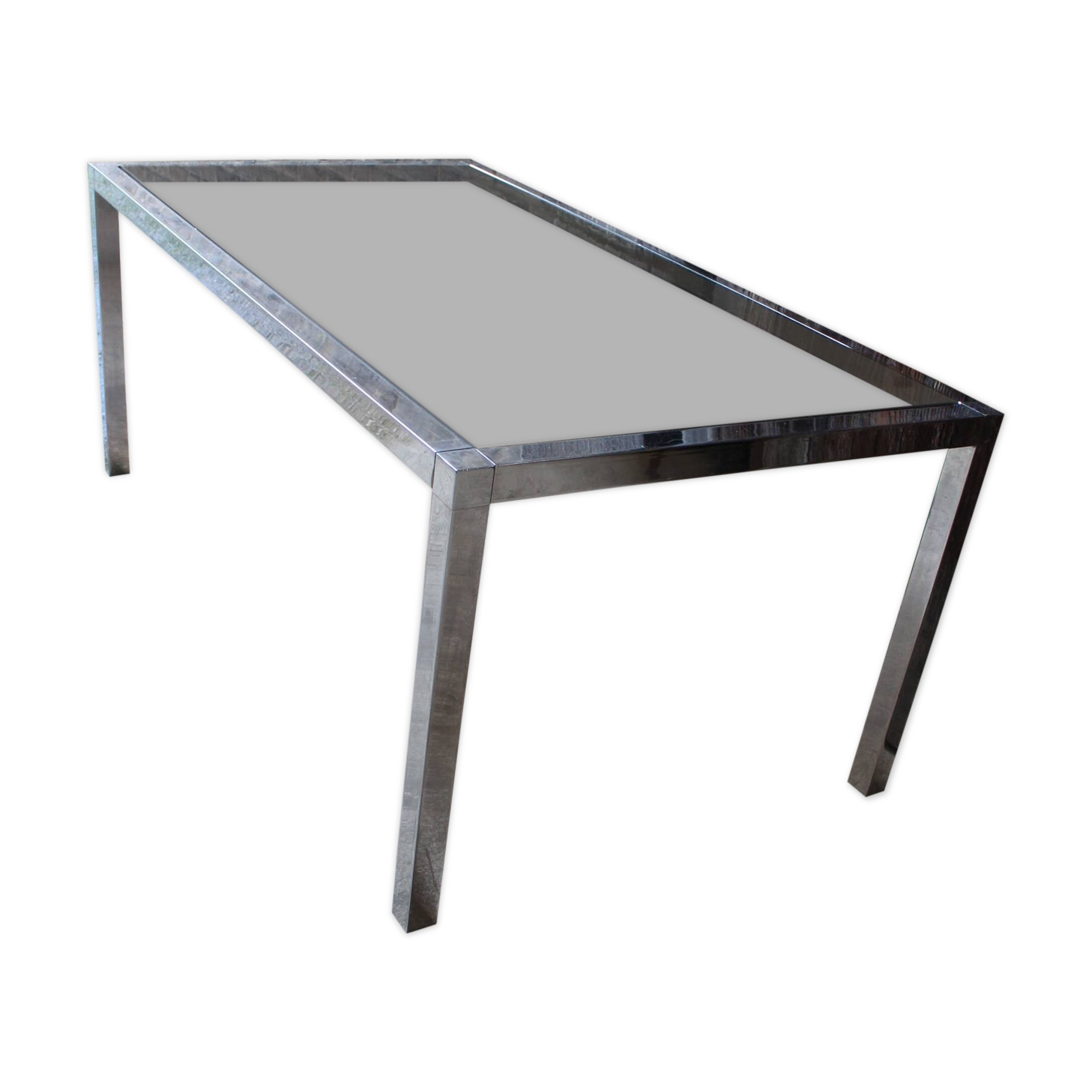 Vintage table chrome legs and smoked glass top