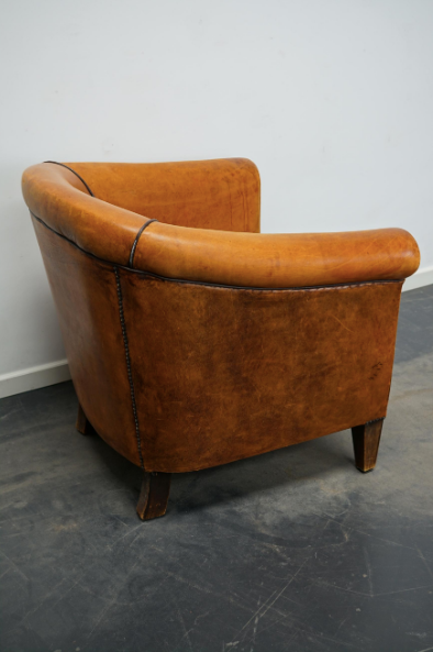 Club armchair in leather color cognac Netherlands