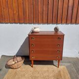 1960s chest of drawers, spindle legs, recessed handles