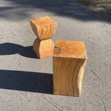 Pair of wooden end tables / stools