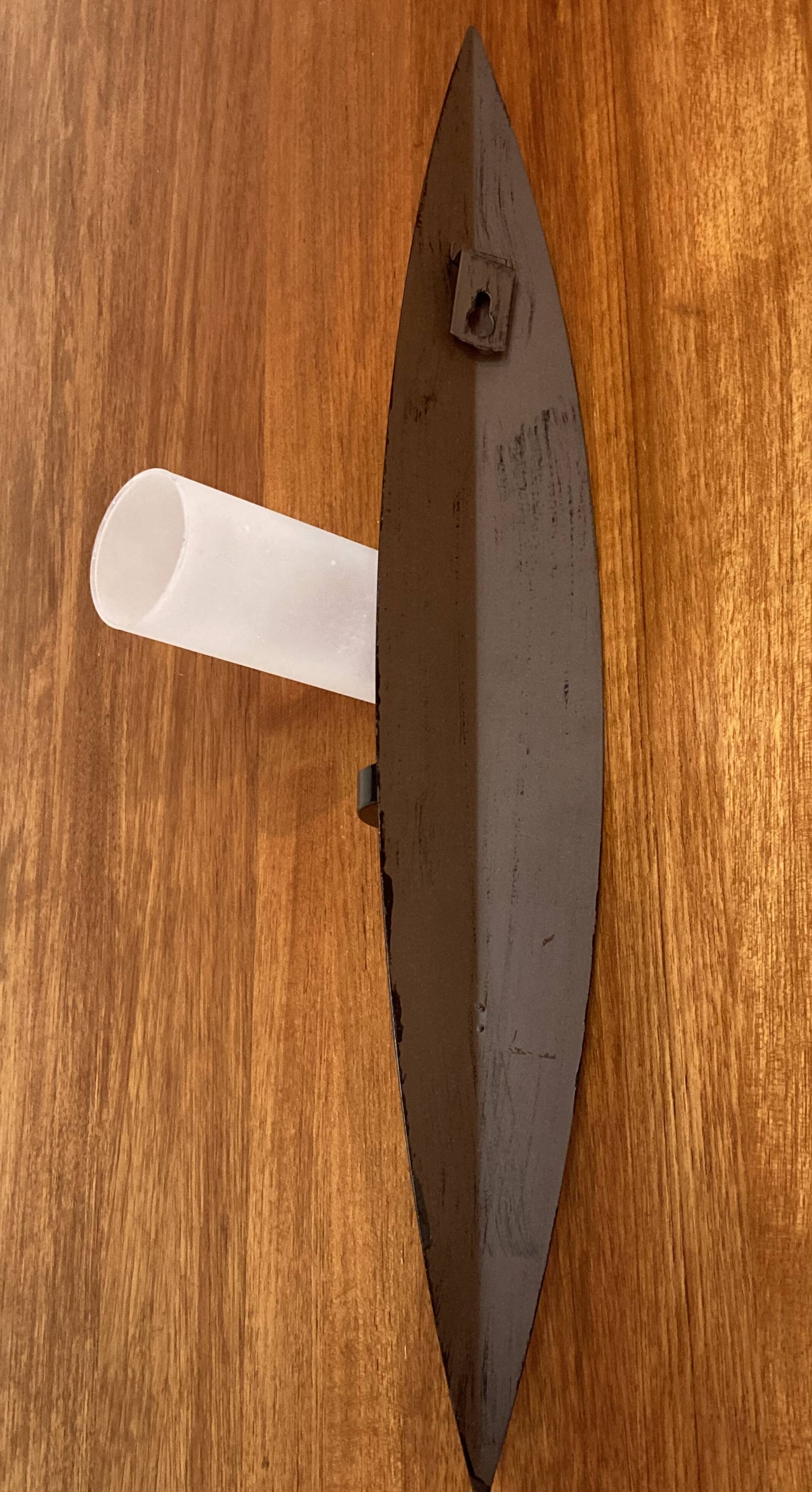 Pair of Scandinavian design candle holders in glass and metal.