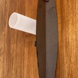 Pair of Scandinavian design candle holders in glass and metal.