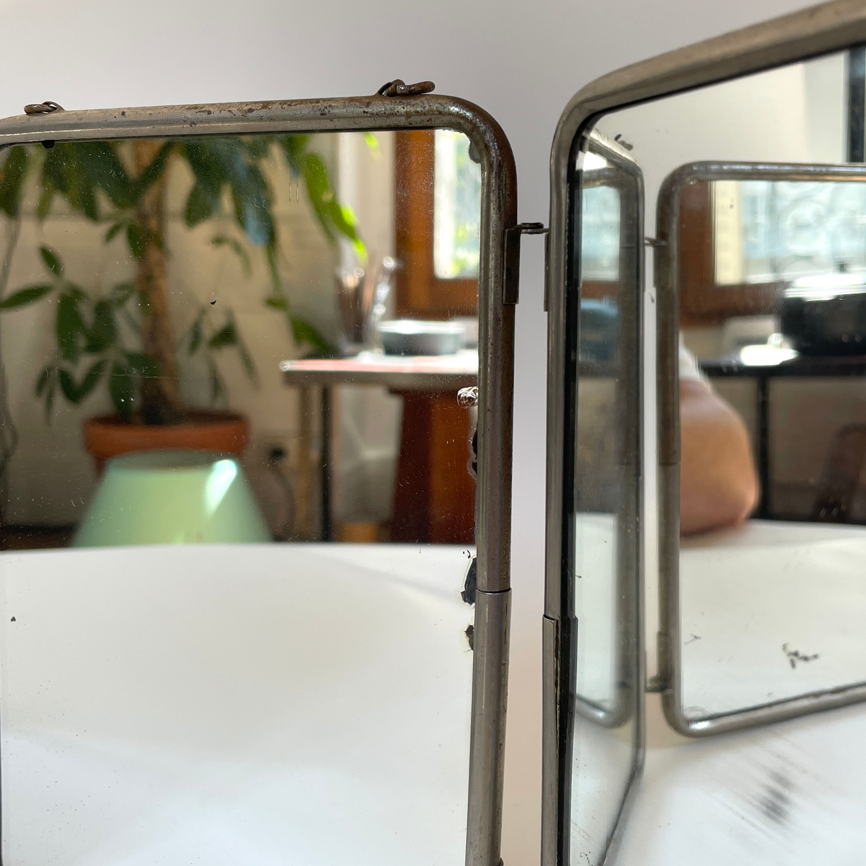 Miroir tryptique barbier vintage 1960