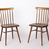 Pair of Vintage Spindle Back Chairs – 1970s Beech Wood, Restored