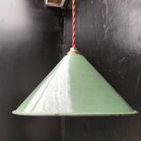 Enameled sheet metal cone pendant light