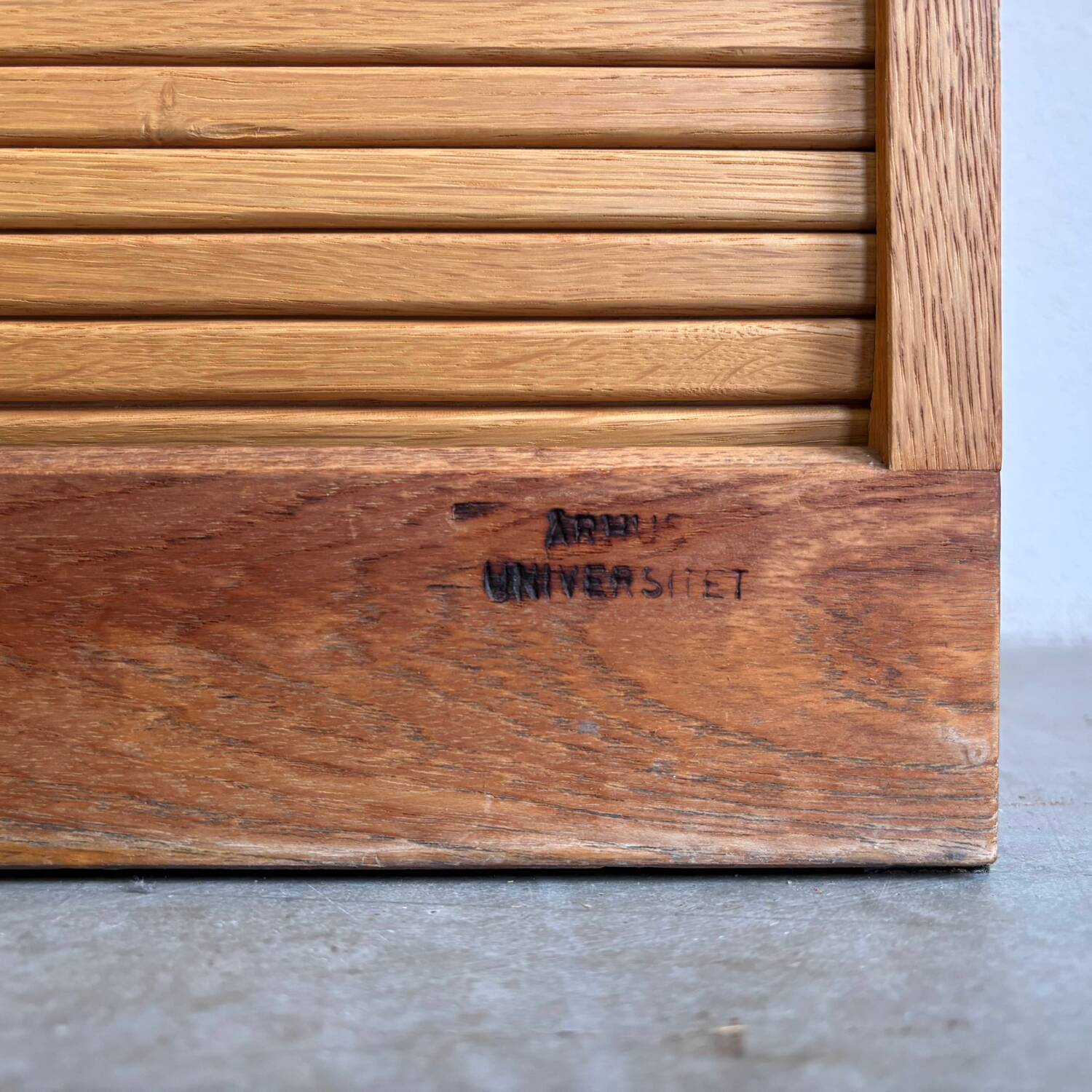 Vintage tambour cabinet - archive in oak