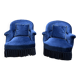 Pair of Napoleon III blue velvet frog armchairs