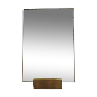 Rectangular art deco mirror, to be installed, on brass stand, 32 cm