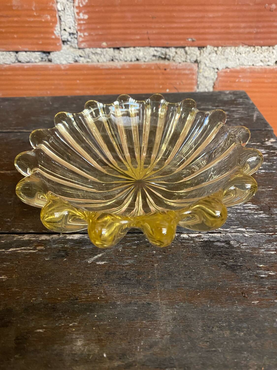 Vintage Murano Yellow Blown Glass Bowl #D527