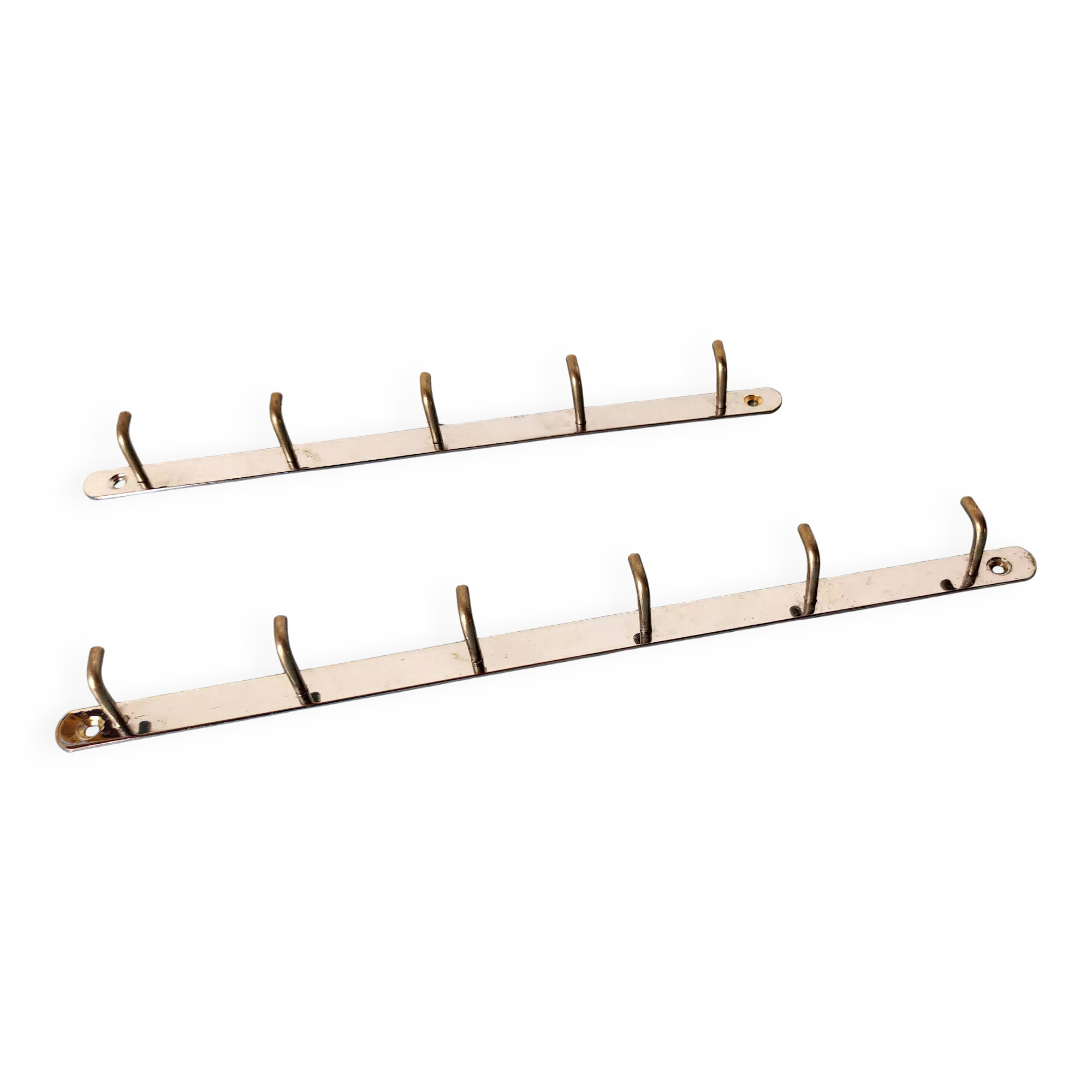 Two chrome tea towel hooks