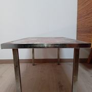 Vintage coffee table metal chrome annes 70 painted ceramic sign vallauris la grange