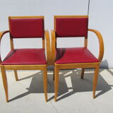 Pair of bridge armchairs , year 50-60 , beech
