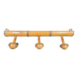 Old turned wooden coat rack 1930s bamboo style - 3 hooks