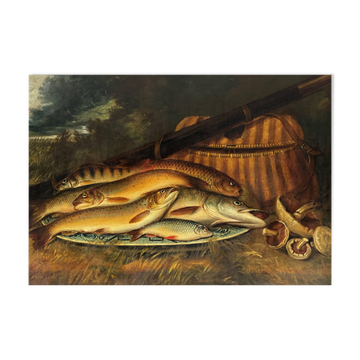 Still life with fish signed HL Rolfe