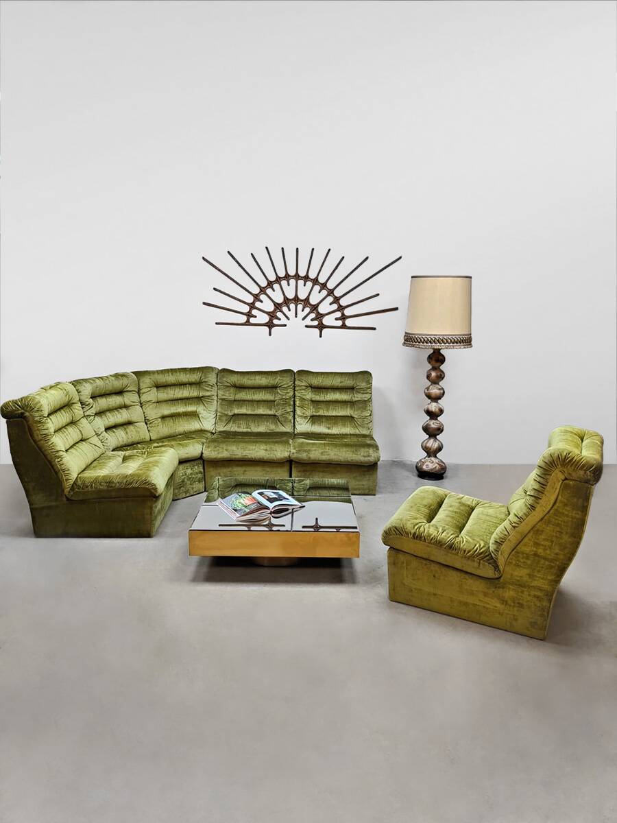Vintage modular lounge sofa 'Forest velvet'