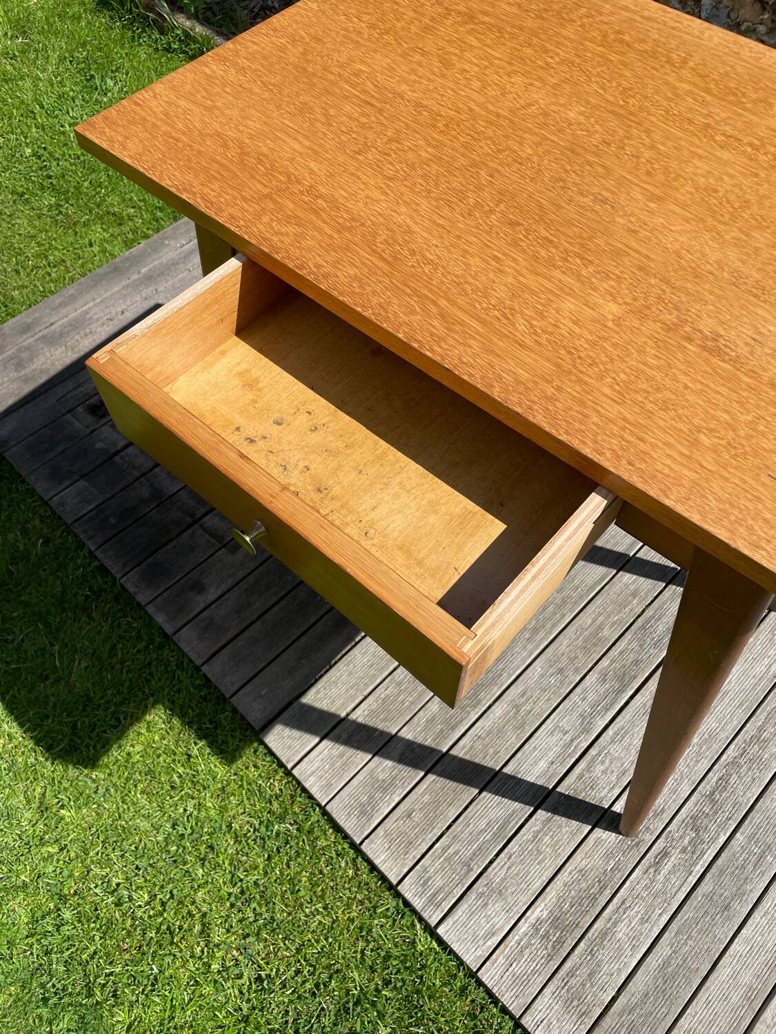 Vintage desk 1950-60 light oak compass legs