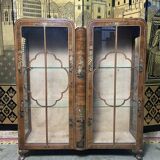 Asian Chinese walnut and lacquered showcase