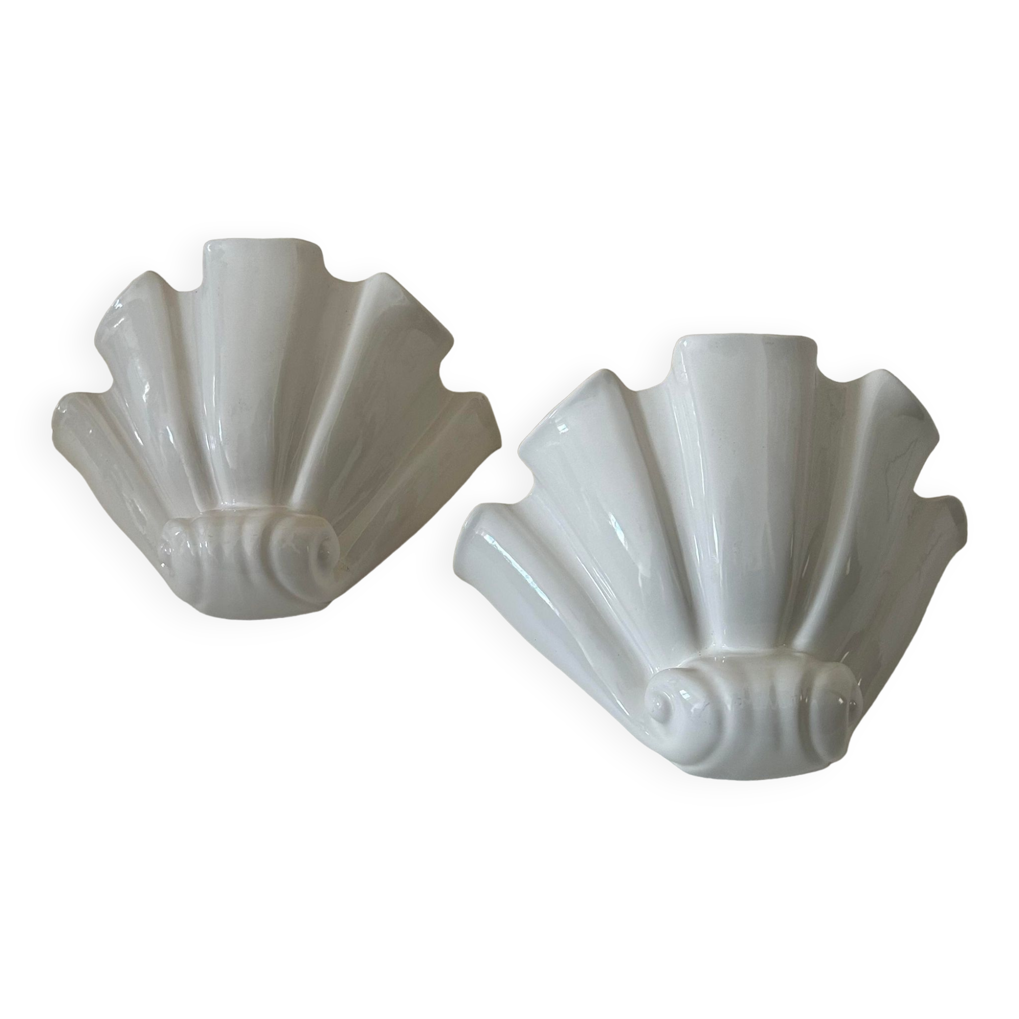 Pair of porcelain wall lamps France 1970