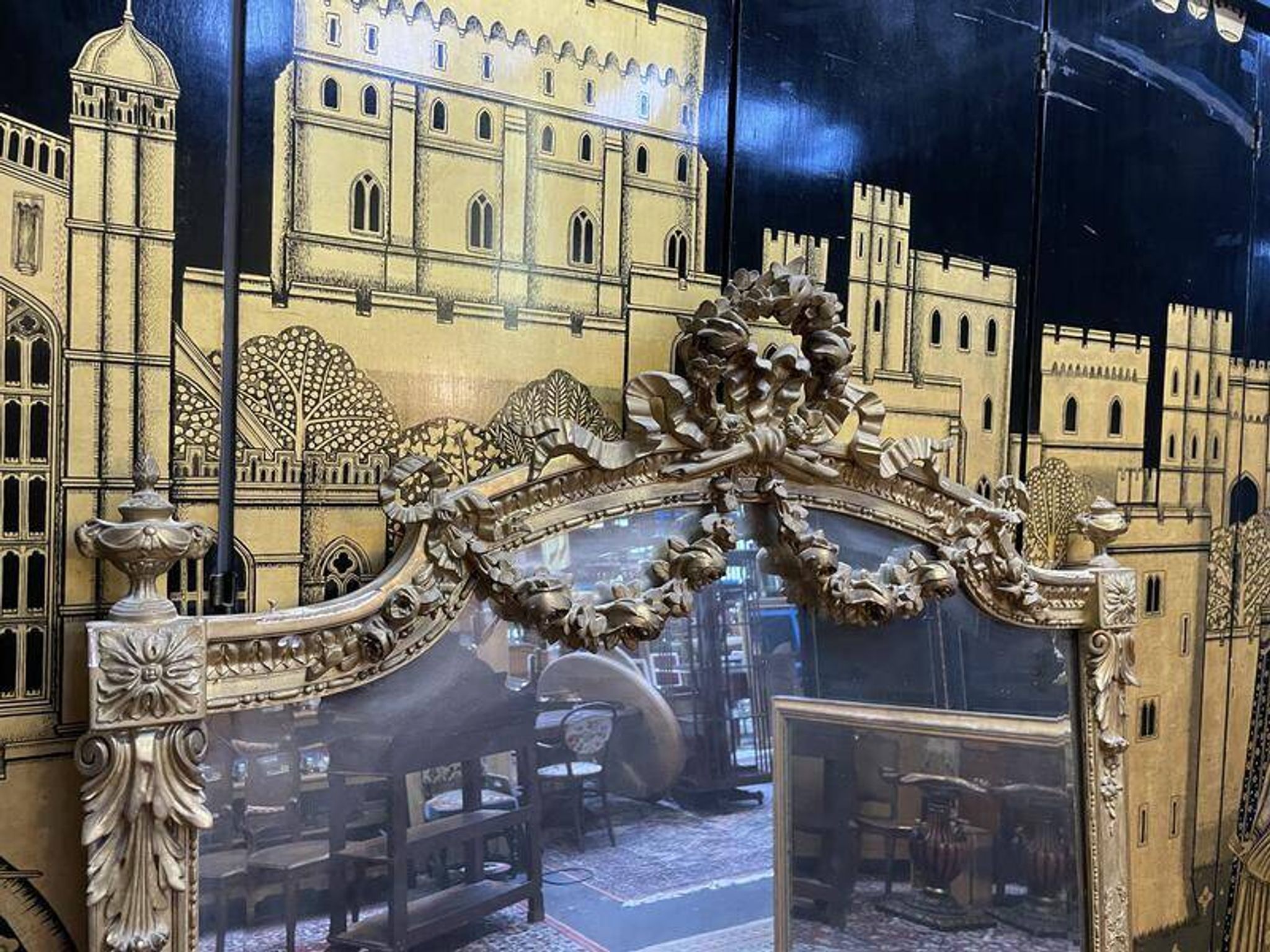 Louis XVI style mirror in gilded wood