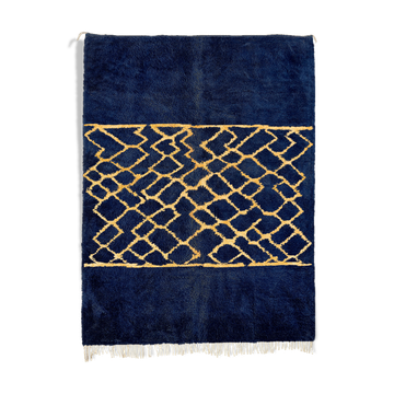 Tapis marocain moderne bleu foncé