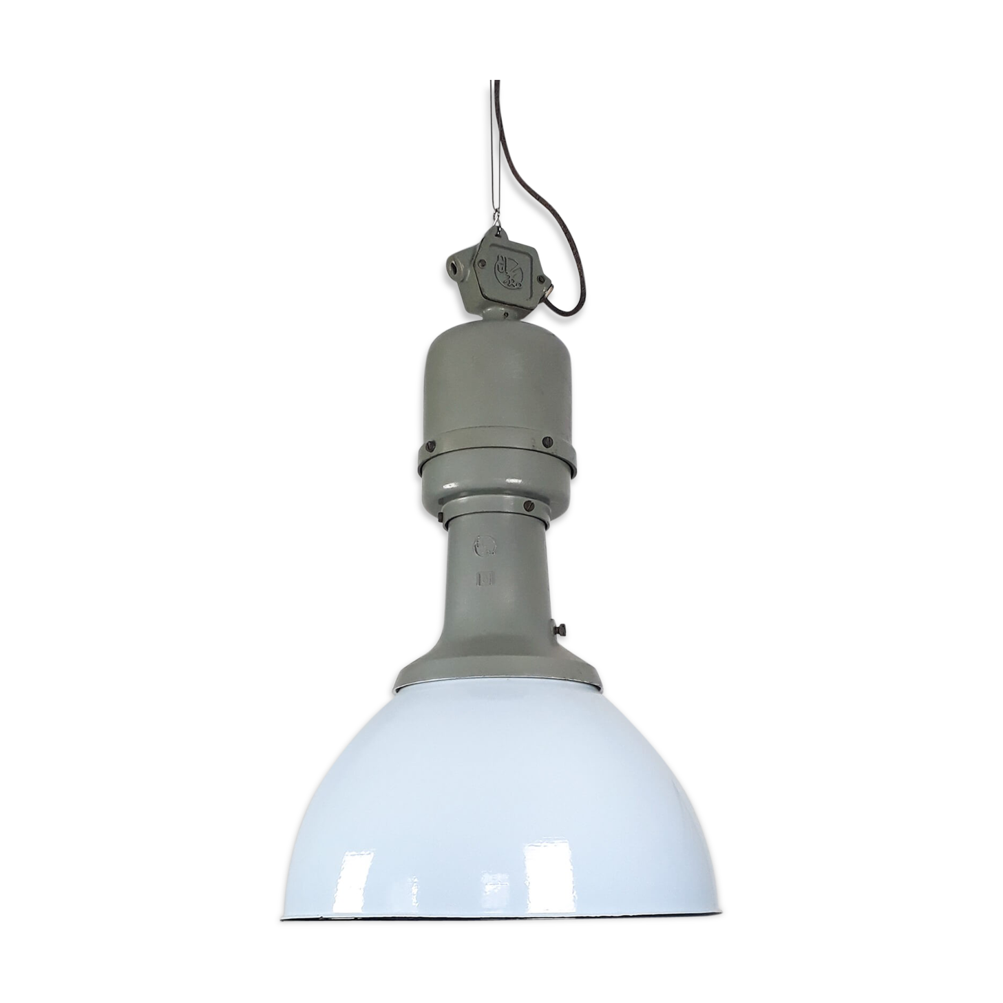 Suspension vintage en émail bleu clair de l'usine ElKo, années 1960