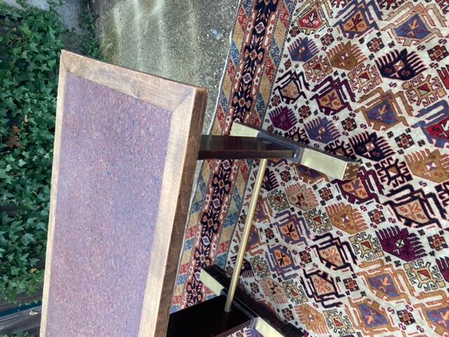 Wooden and brass bistro table