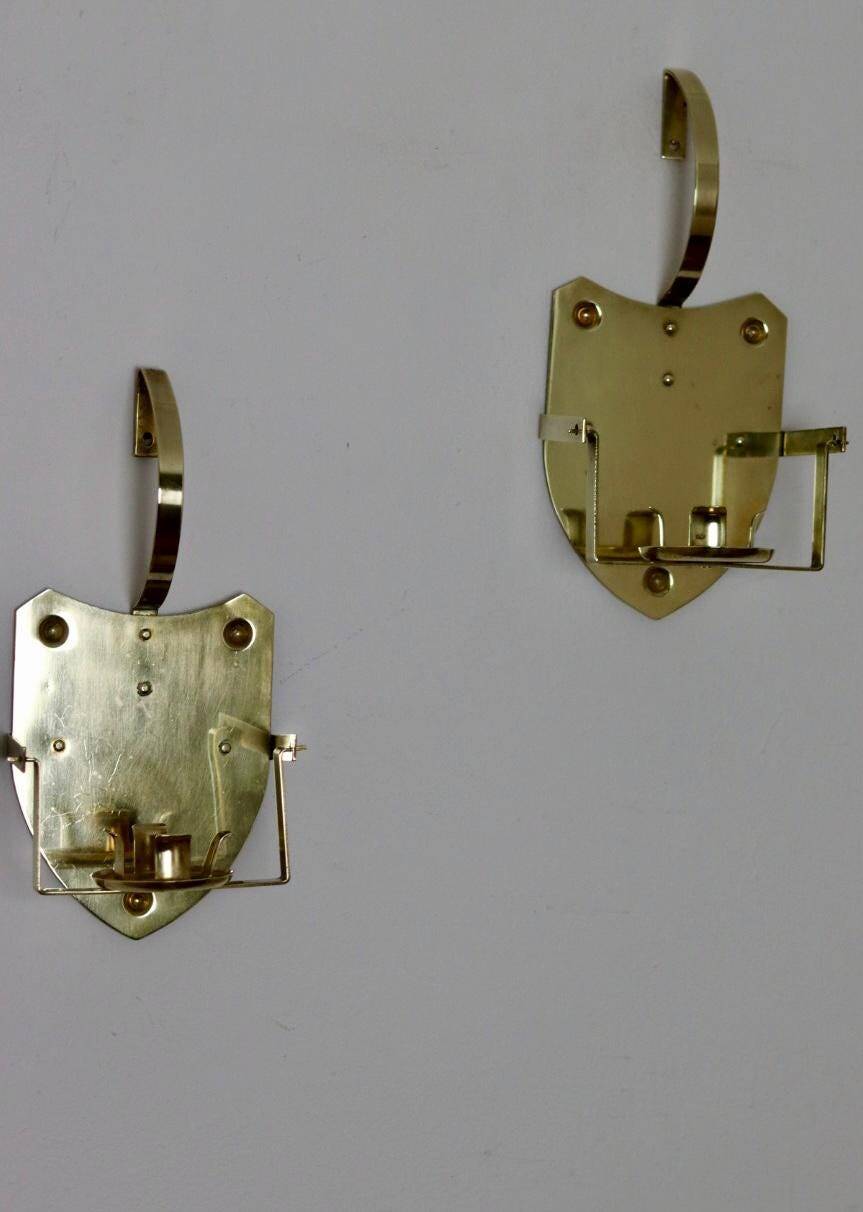 Pair of Swedish brass wall lights from the 1950s.