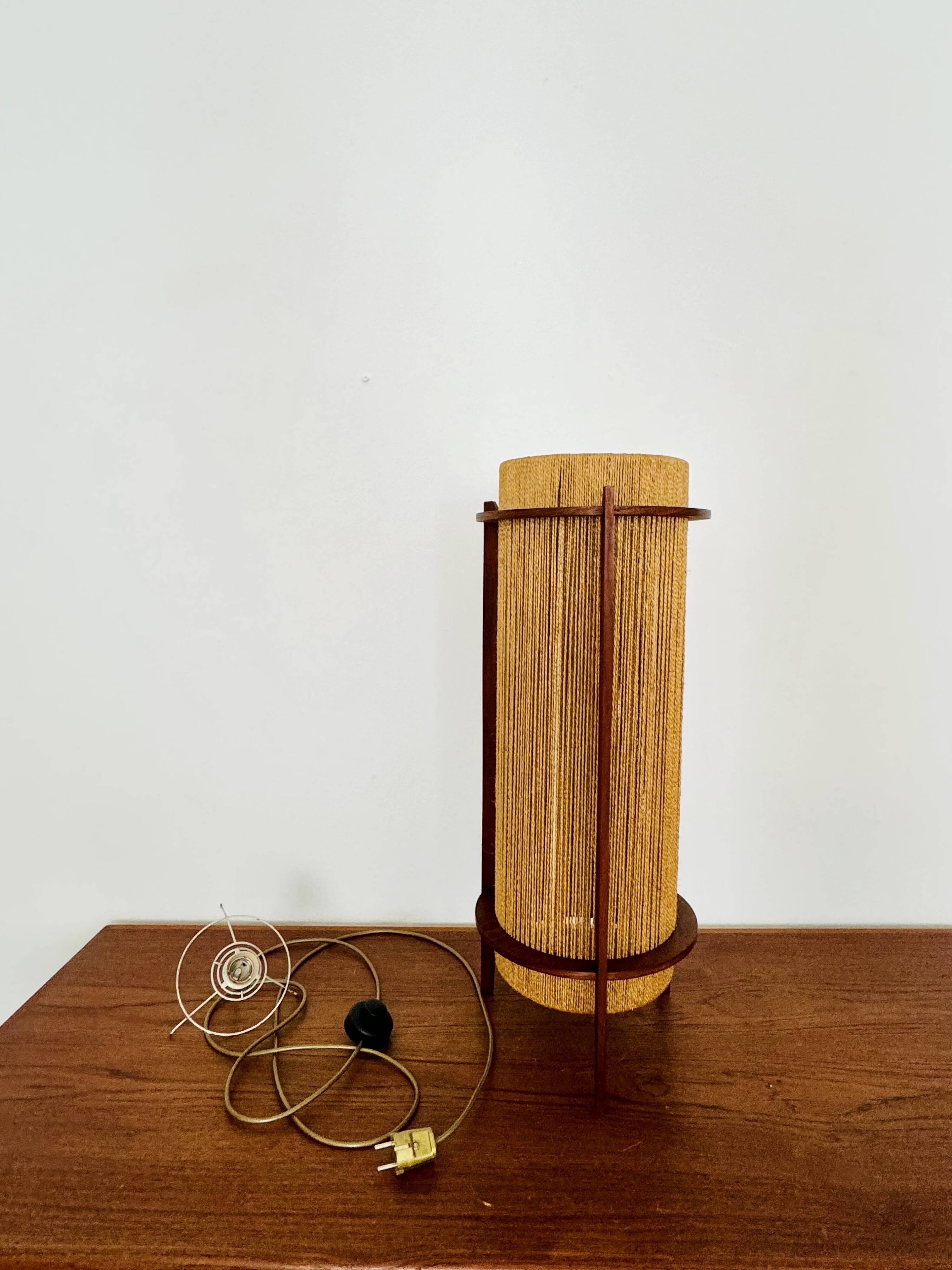Danish Sisal and Teak Floor or Table Lamp by Ib Fabiansen for Fog and Morup