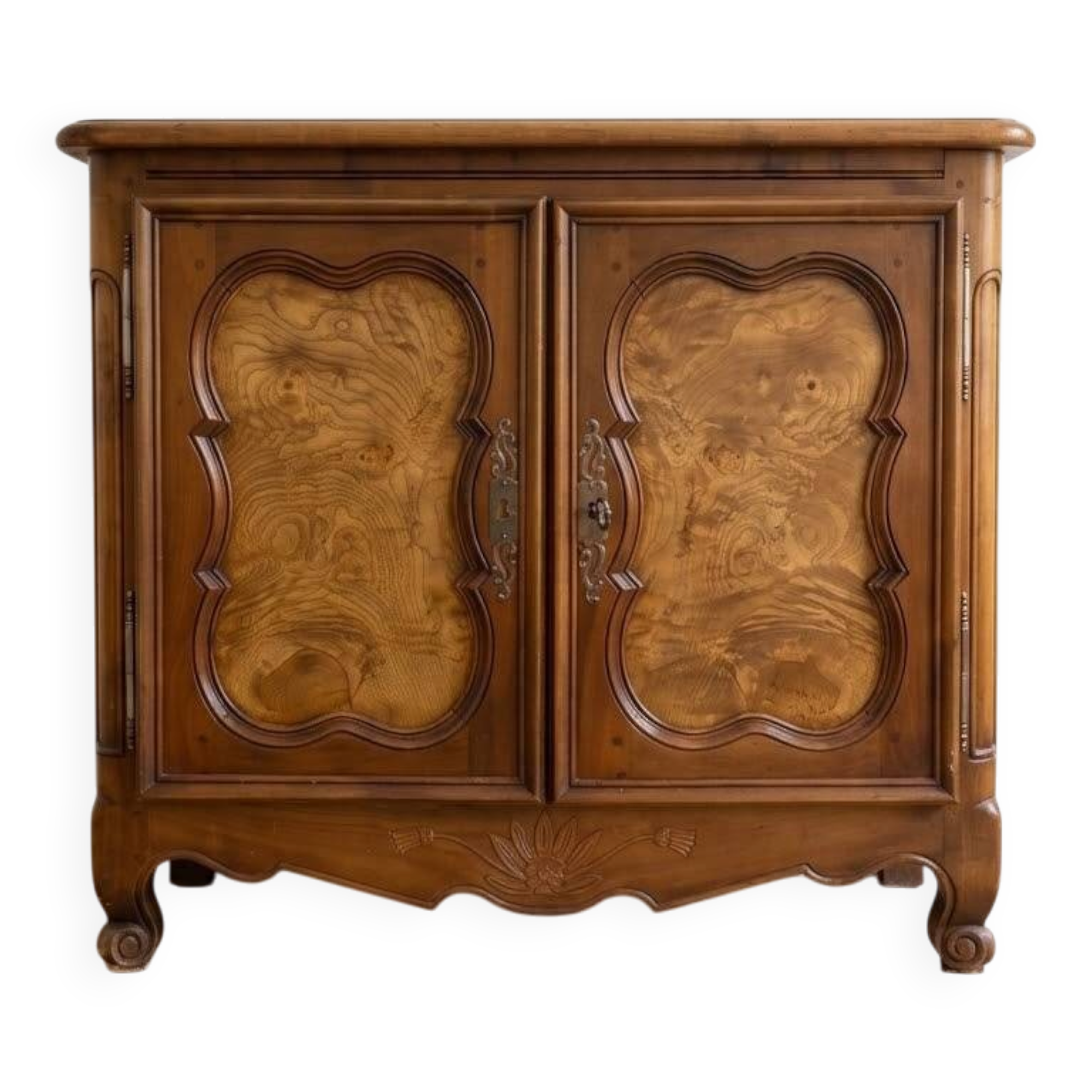 Bar cabinet and screen support in Bressan style made of solid wood.