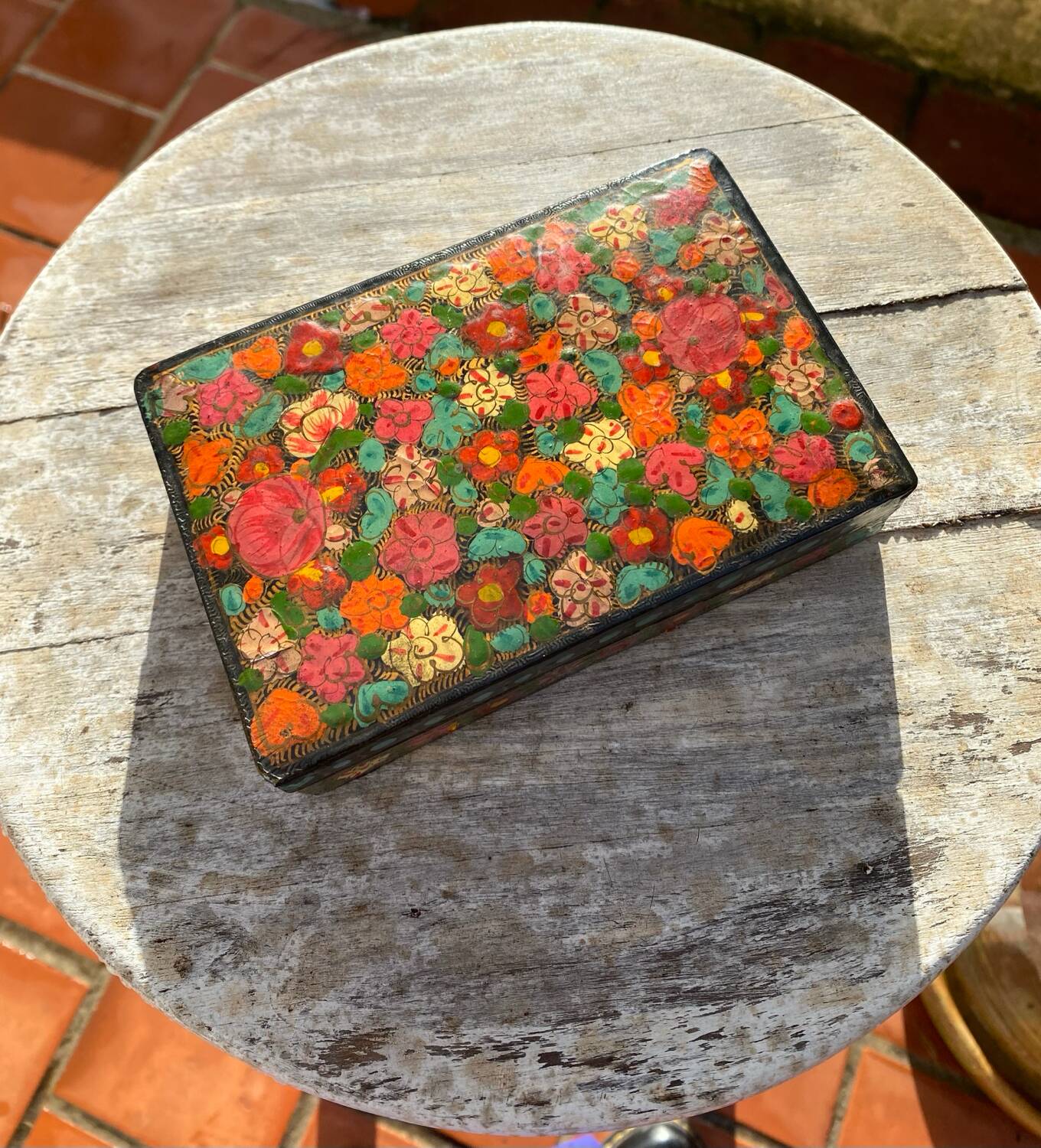 Hand painted wooden box