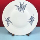Large round dish decorated with ferns, marot limoges 41 cm