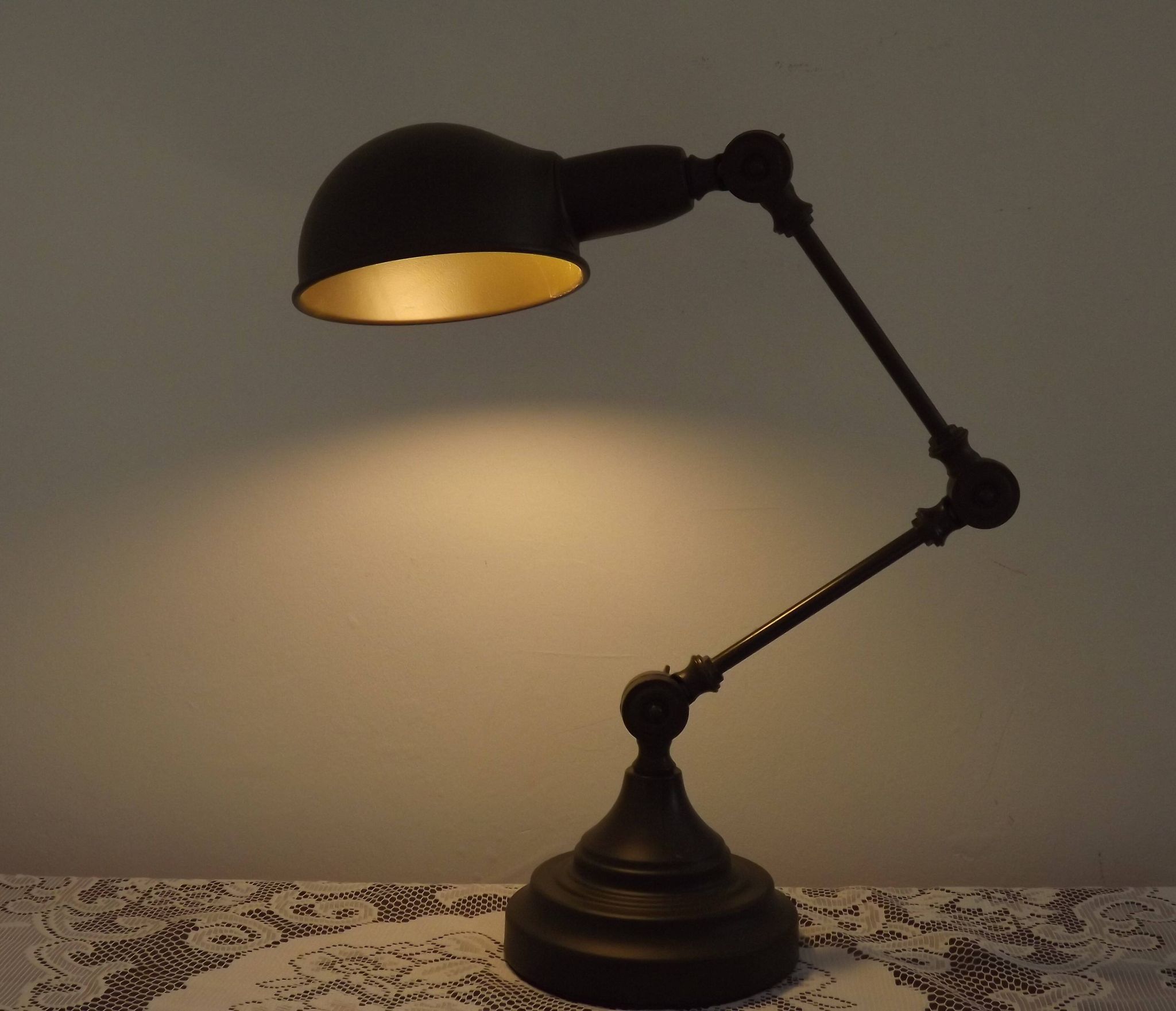 French Vintage Retro Anglepoise Adjustable Desk Lamp In Olive Green Metal 4946