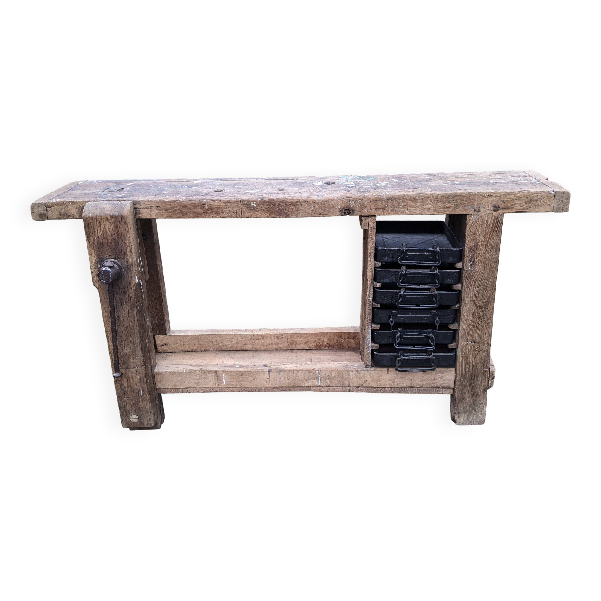 Old solid oak carpenter's workbench