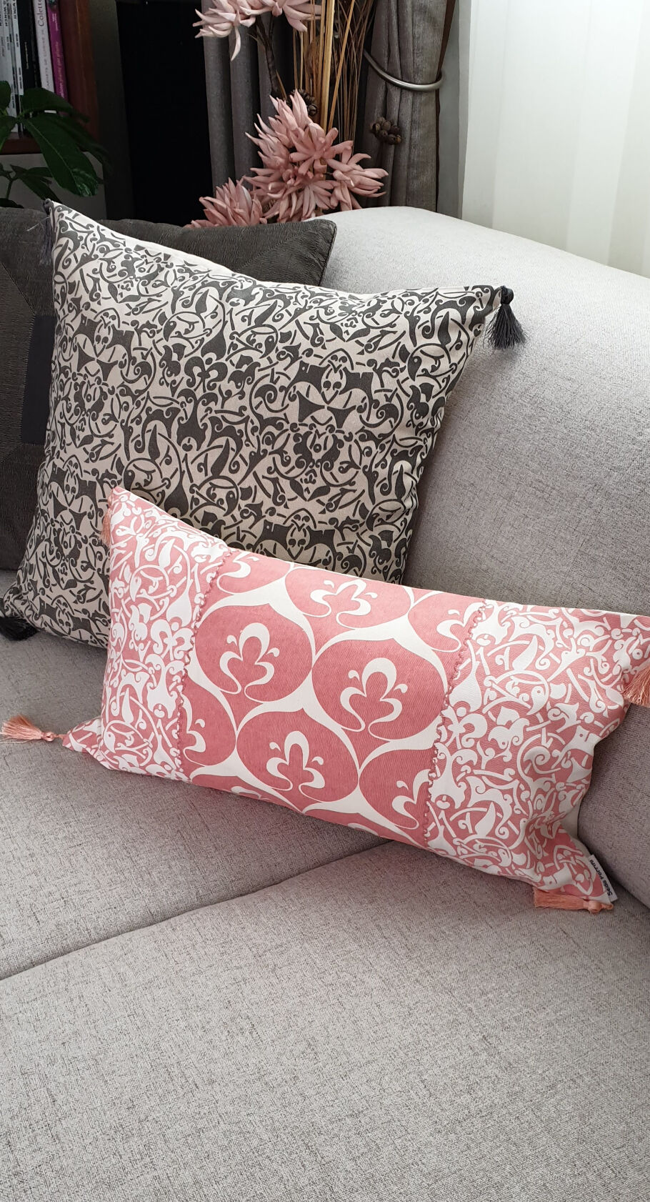 Etnik white gray cushion cover - 50 x 50