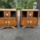 Pair of antique oak bedside tables - Art Deco style with tops