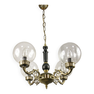 Vintage German 4-arm Brass Chandelier