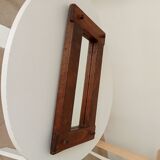 Miroir brutaliste vintage en chêne massif