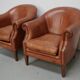 Vintage Dutch Leather Club Chairs in Cognac, Set of 2