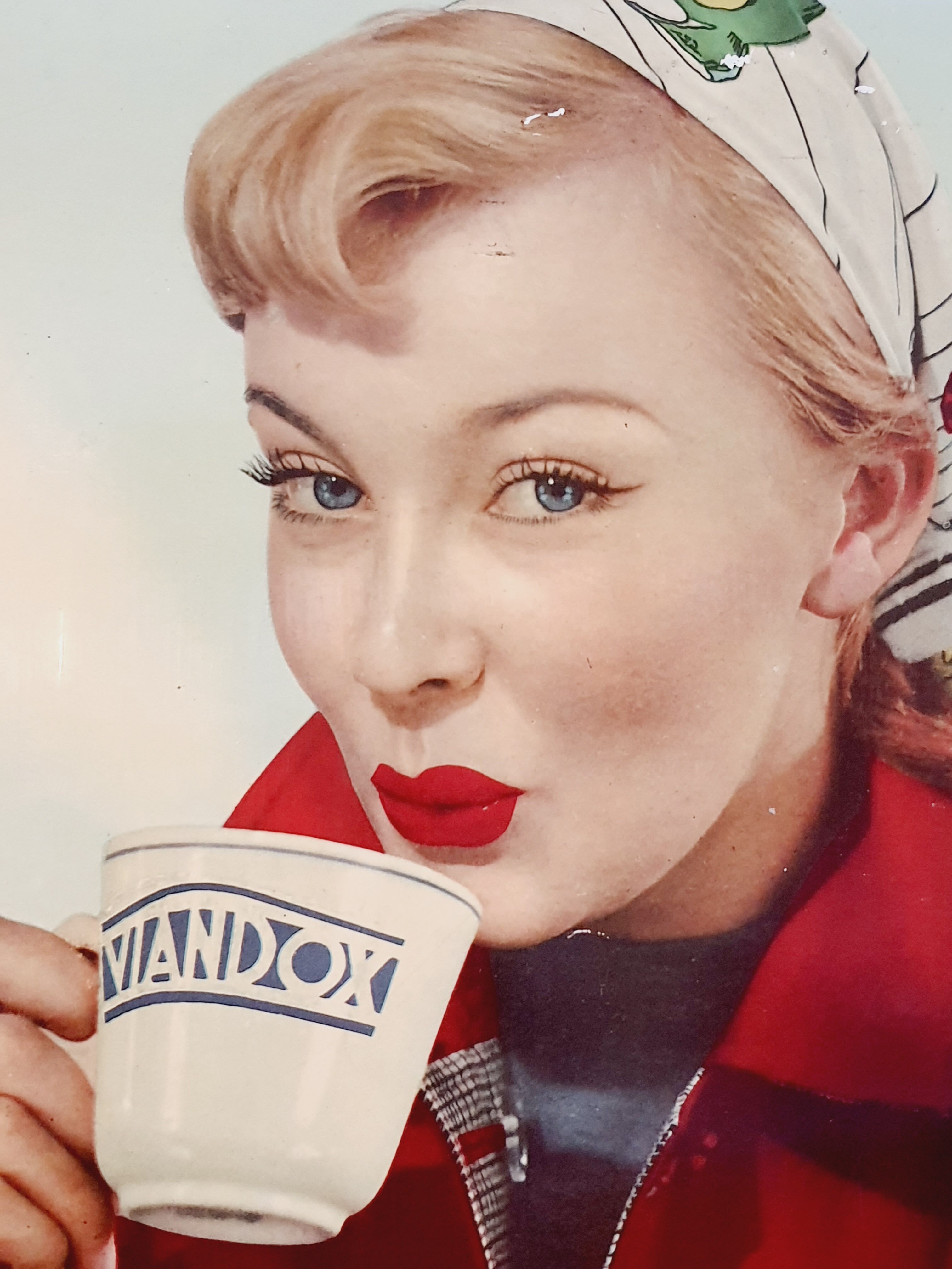 Viandox Pin up 1950s enamelled sheet metal plate
