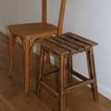 Dark oak slatted beech stool