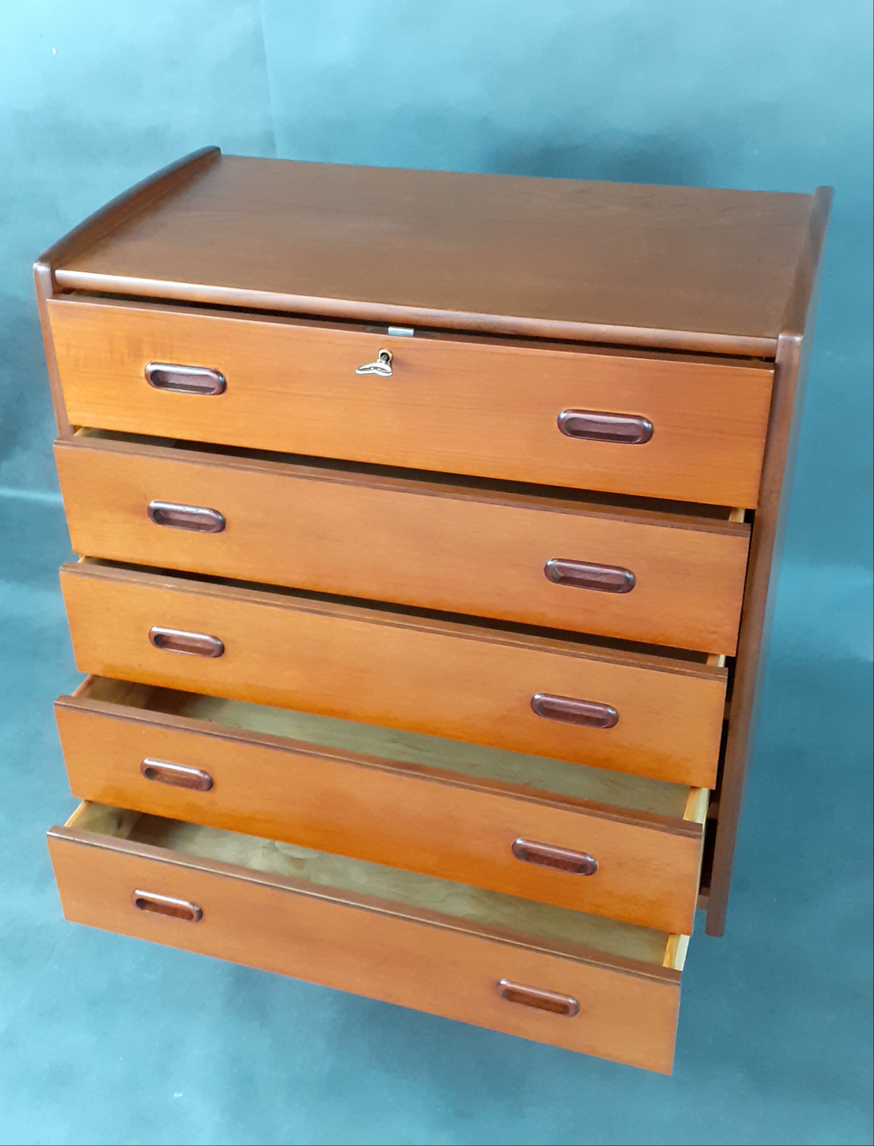 Commode Norvégienne 5 tiroirs en Teck, 1960s