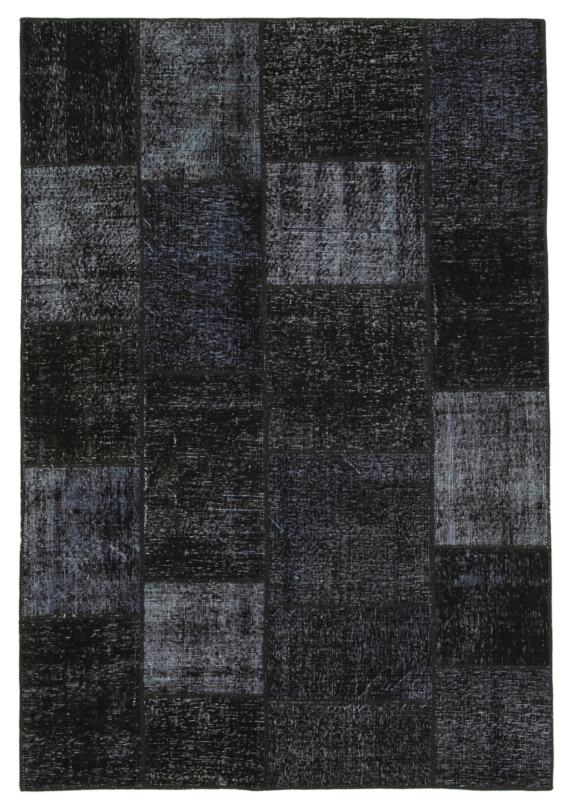 Handwoven anatolian contemporary 165 cm x 243 cm black patchwork rug