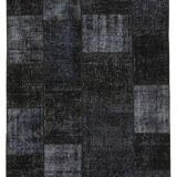 Handwoven anatolian contemporary 165 cm x 243 cm black patchwork rug