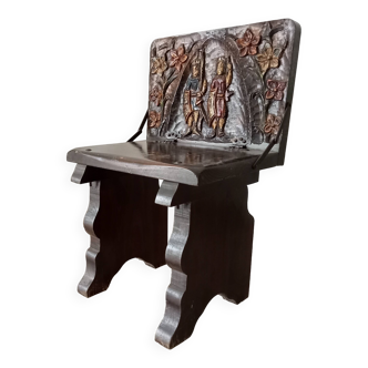 Spanish renaissance style folding chair in carved wood by mades