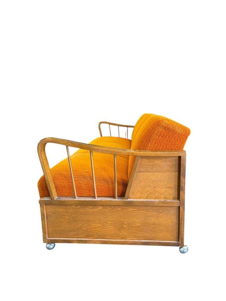 Vintage orange wooden sofa