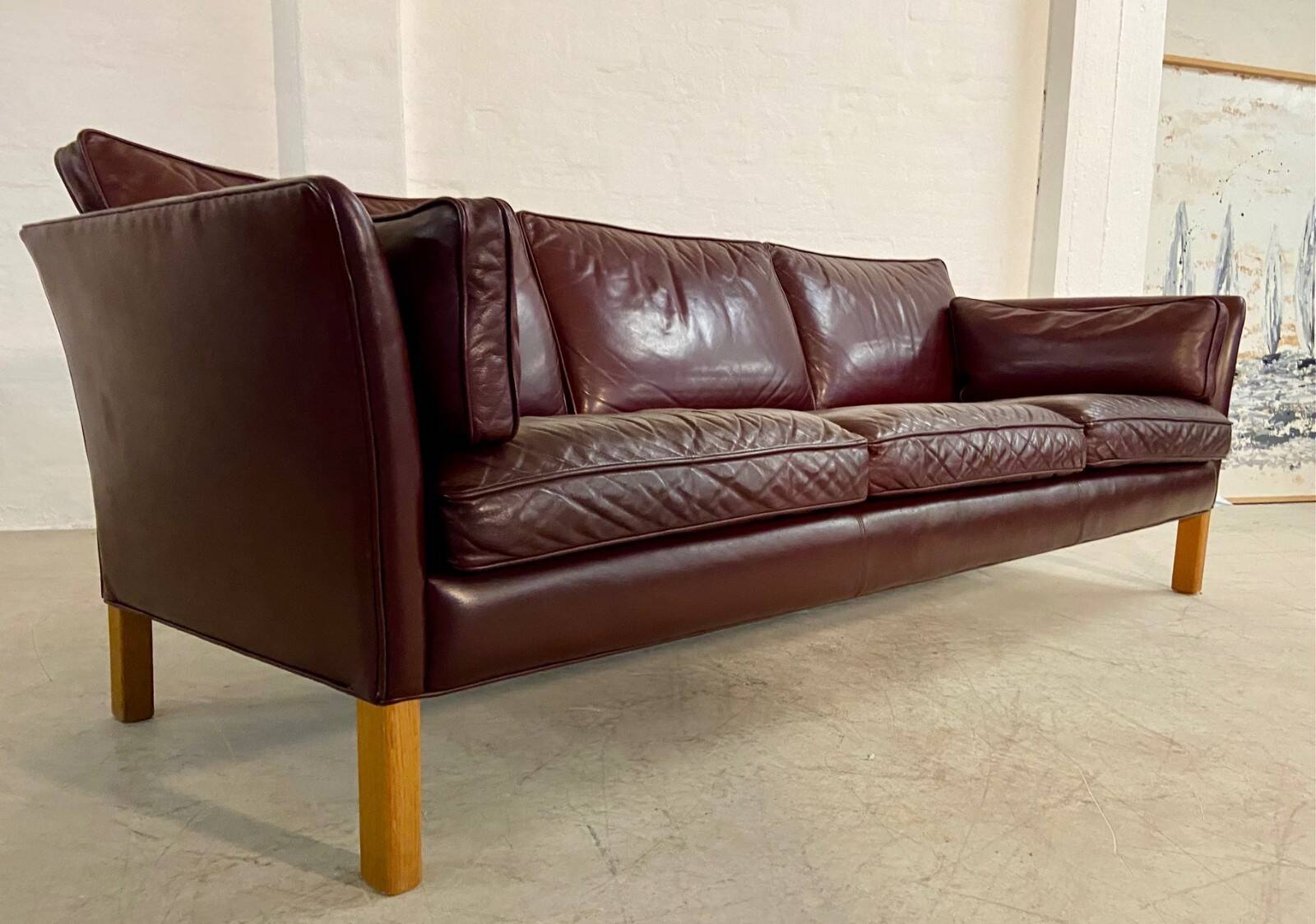 Mid-century modern Arne Norell Swedish burgundy leather sofa – 1960s