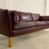 Mid-century modern Arne Norell Swedish burgundy leather sofa – 1960s
