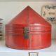 Red leather-covered hat box, China 19th century