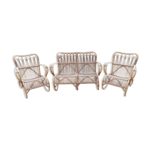 Salon rotin 2 fauteuils